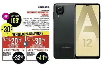 Géant Casino Smartphone Galaxy A12 Noir Samsung offre
