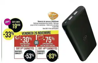 Géant Casino Batterie De Secours 2000mah offre