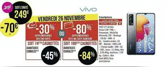 Géant Casino Smartphone Vivo Y72 5g Noir offre