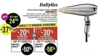 Géant Casino Sèche Cheveux élégance 2100 - 5336npe Babyliss offre