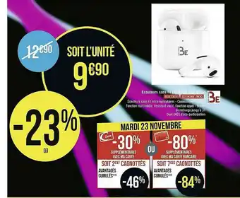 Géant Casino écouteur Sans Fil Earbuds Fun Blanc offre