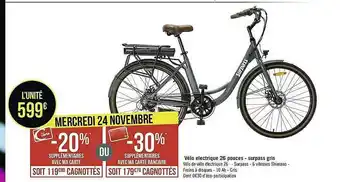 Géant Casino Vélo électrique 26 Pouces - Surpass Gris offre