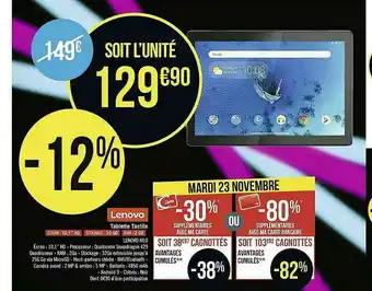 Géant Casino Tablette Tactile Lenovo M10 offre