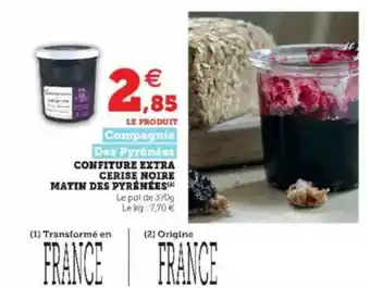 Super U Confiture Extra Cerise Noire Matin Des Pyrénées offre