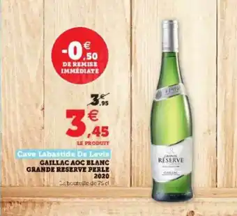 Super U Gaillac Aoc Blanc Grande Réserve Perle 2020 Cave Labastide De Levis offre