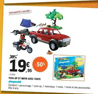 E.Leclerc Pick-up Et Moto Avec Tente Playmobil offre
