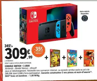 E.Leclerc Console Switch + 3 Jeu offre