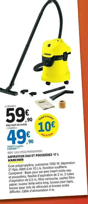E.Leclerc Aspirateur Eau Et Poussières 17 L Kärcher offre
