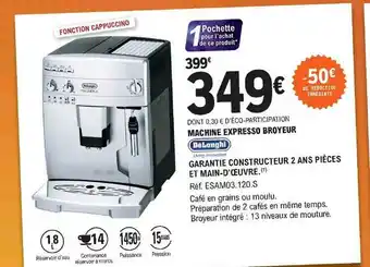 E.Leclerc Machine Expresso Broyeur Delonghi offre