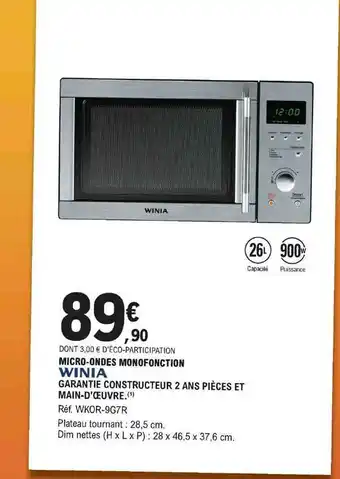 E.Leclerc Micro-ondes Monofonction Winia offre
