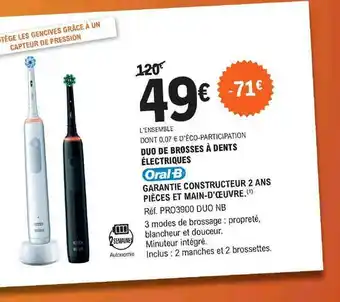 E.Leclerc Duo De Brosses à Dents électriques Oral-b offre