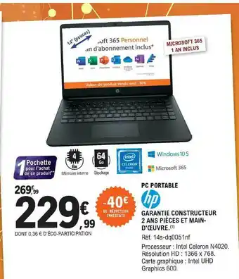E.Leclerc Pc Portable Hp offre