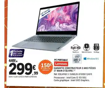 E.Leclerc Pc Portable Lenovo offre