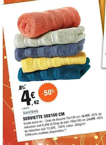 E.Leclerc Serviette 50 X 100 Cm Santens offre