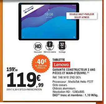 E.Leclerc Tablette Lenovo offre