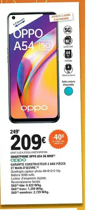 E.Leclerc Smartphone Oppo A54 5g Noir offre