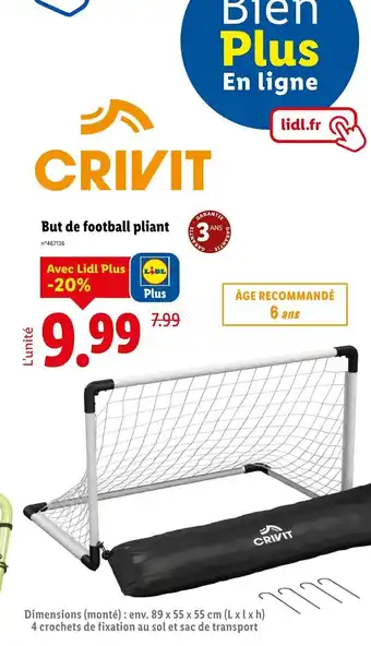 Lidl CRIVIT But de football pliant offre