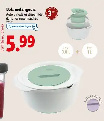 Lidl Bols mélangeurs offre