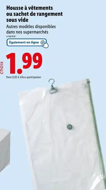 Lidl Housse à vêtements ou sachet de rangement sous vide offre