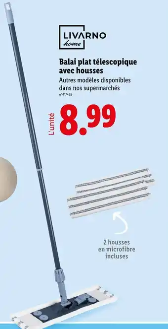 Lidl LIVARNO HOME Balai plat télescopique avec housses offre