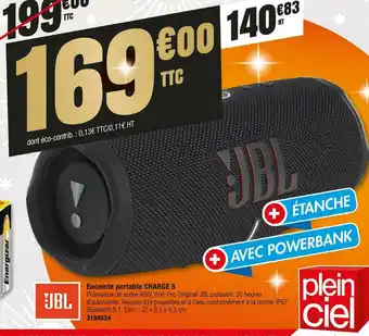 Plein ciel Enceinte portable charge 5 offre