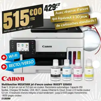 Plein ciel Canon multifonction megatank jet d’encre couleur maxify gx6050 offre