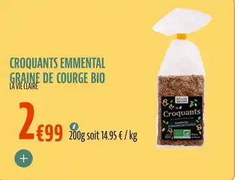 La Vie Claire Croquants emmental graine de courge bio offre