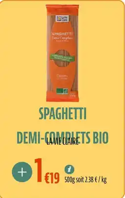 La Vie Claire Spaghetti demi-complets bio offre