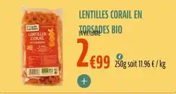 La Vie Claire Lentilles corail en torsades bio offre