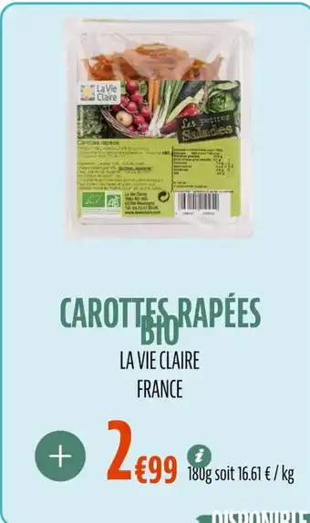 La Vie Claire Carottes rapées bio offre