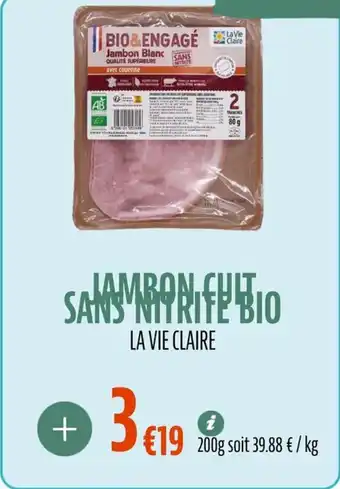 La Vie Claire Jambon cuit Sans nitrite bio offre