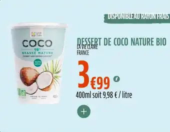 La Vie Claire Dessert de coco nature bio offre