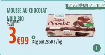 La Vie Claire Mousse au chocolat noir bio offre