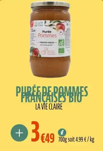 La Vie Claire Phrée de pommes francaises bio offre