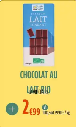 La Vie Claire Chocolat au lait bio offre