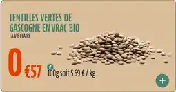 La Vie Claire Lentilles vertes de gascogne en vrac bio offre