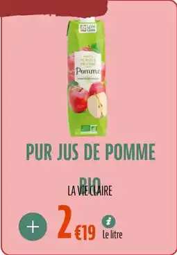 La Vie Claire Pur jus de pomme bio offre