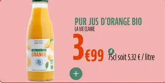 La Vie Claire Pur jus d'orange bio offre