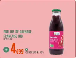 La Vie Claire Pur jus de grenade française bio offre