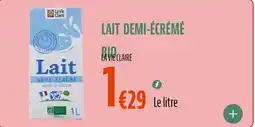 La Vie Claire Lait demi-écrémé bio offre