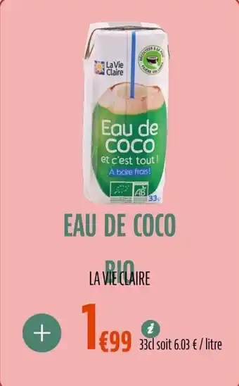 La Vie Claire Eau de coco bio offre