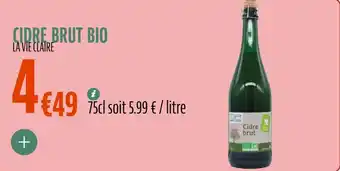 La Vie Claire Cidre brut bio offre