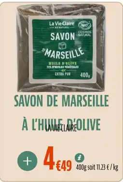 La Vie Claire Savon de marseille à l'hume olive offre