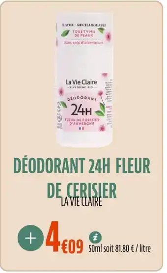 La Vie Claire Déodorant 24h fleur de cerisier offre