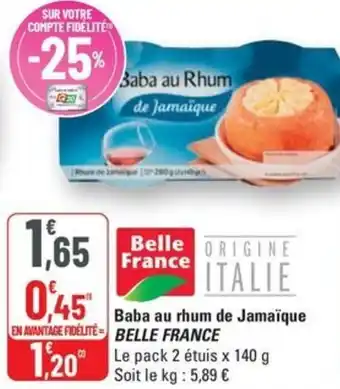 G20 BELLE FRANCE Baba au rhum de Jamaïque offre