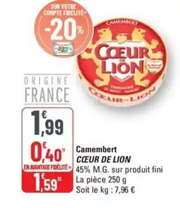 G20 CŒUR DE LION Camembert offre