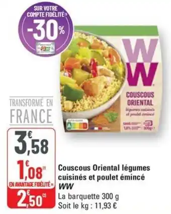 G20 WW Couscous Oriental légumes cuisinés et poulet émincé offre