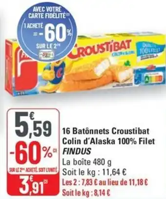 G20 FINDUS 16 Batonnets Croustibat Colin d'Alaska 100% Filet offre