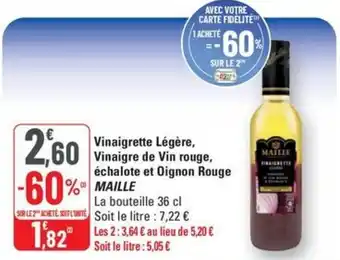 G20 MAILLE Vinaigrette Légère, Vinaigre de Vin rouge, échalote et Oignon Rouge offre