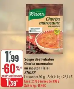 G20 KNORR Soupe déshydratée Chorba marocaine offre